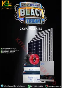 2KVA Complete Solar Power Kit – 200W Solar Panels + 200Ah Batteries + 2KVA Hybrid Inverter + 30m Dropper Cable