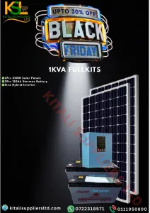 Complete 1KVA Solar Power Kit – 250W Solar Panels + 150Ah Starmax Batteries + 1KVA Hybrid Inverter