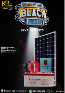 300W Solar Power Kit – 200Ah Seven SS Battery + 1KVA Hybrid Inverter + 30m Dropper Cable | Complete Home Solar System