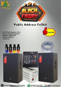 Public Address Full Kit – Complete PA Sound System with Amplifier, Speakers & Microphone