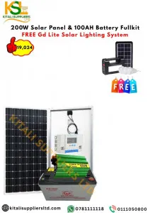 200W Solar Panel & 100AH Battery Full Kit – FREE Gd Lite Solar Lighting System
