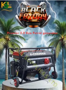 Premier 3kVA Petrol Generator – Fuel-Efficient, Durable, Portable, 100% Copper Coil, Reliable Backup Power for Home and Worksite