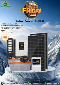 Solar Power Fullkit – 2×405W Solar Panels, 2×200Ah Sunnypex Batteries, 3.2KVA Hybrid Inverter & Free Street Light