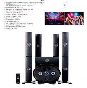 ALIPU 5.1 Channel Bluetooth Home Theater System with FM, LED Display & Remote Control