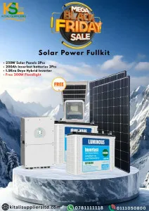 Solar Power Fullkit – 2×250W Solar Panels, 2×200Ah Inverlast Batteries, 1.5KVA Deye Hybrid Inverter & Free 200W Solar Floodlight
