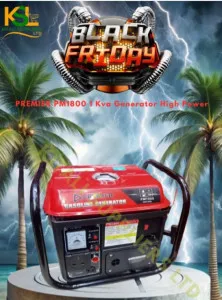 Premier PM-1800 Generator – Portable Petrol Generator with Low Fuel Consumption, Silent Operation, Durable 100% Copper Coil, Ideal for Home, Workshop, and Outdoor Use.