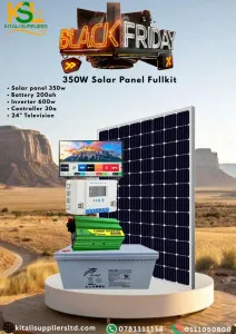 350W Solar Panel Kit + 200Ah RITAR Battery + 600W Inverter & 24” TV | Off-Grid System – Black Friday Deal