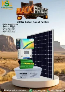 350W Solar Panel Kit + 200Ah Phoenix Battery + 600W Inverter & 43” TV | Off-Grid Power System – Black Friday Deal