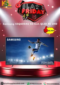 Samsung 55Q60DAU 55-Inch QLED 4K UHD Smart TV (2025 Model) – Quantum Dot Display, Dual LED, AirSlim Design, and Smart Hub