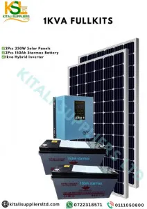Complete 500W Solar Power Kit – 2×250W Panels + 2×200Ah Batteries + 1kVA Hybrid Inverter | Off-Grid Home System