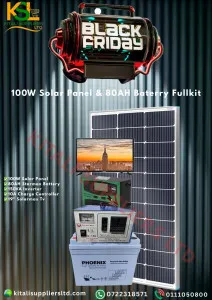 Complete 100W Solar Power Kit with 80Ah Battery, 150VA Inverter, 10A Controller & 19” TV – Home Solar Lighting & Entertainment System