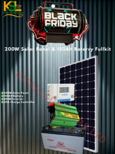 200W Solar Panel & 150Ah Battery Kit | 300W Inverter + 20A Controller – Reliable Home Solar Power System