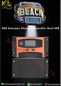 Solarpex 40A Solar Charge Controller – 12V/24V Auto, Dual USB, LCD Display