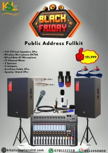 Trill 715 Speaker 2pcs, Wireless Microphone DH766, Wired Beta 87 Microphone, 12 Channel Mixer, 2 Specons, 2 Jackpins, Auxiliary Cable, Speaker Stand