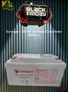 Sunnypex 12V 65Ah Deep Cycle Battery – Solar, Inverter & Backup Power Storage Battery