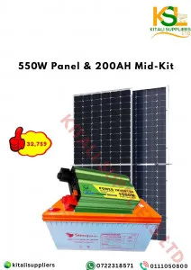 🌞 550W Solar Midkit – 550W Solar Panel + 1000W Inverter + 200Ah Battery