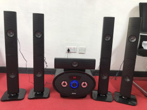 KL-6501AD Radio Speaker System – 6.5" Subwoofer + 3"×5 Satellite Speakers | Bluetooth, FM, MP3, LED Display