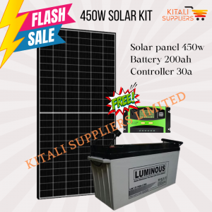 450W Solar Full Kit – 450W Solar Panel + 200Ah Luminous Battery + 30A Charge Controller | Complete Solar Power System