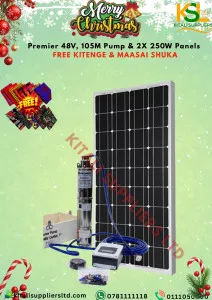48V Brushless Submersible Pump (105m Head) with 2×250W Monocrystalline Solar Panels