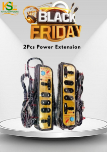 2pc Power Extension – Durable Multi-Socket Power Cables for Home & Office Use