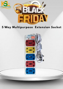 5-Way Multipurpose Extension Socket – Durable Multi-Outlet Power Strip