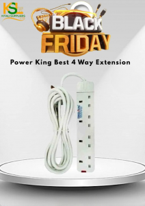 4-Way Extension Socket – Heavy Duty Power Strip with Surge Protection