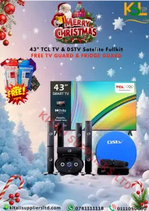 43" Smart TV with Subwoofer, DStv Complete Set & 2pc Free TV Guards – Premium Entertainment Bundle