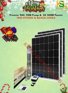 ✨ Premier 96V, 90M Solar Water Pump + 3×300W Panels – Christmas Offer ✨