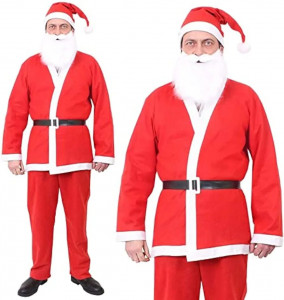 Santa Adults Christmas Outfit – Full Santa Costume Set (Free Size)