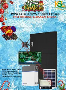 300W Solar Kit + 1KVA Hithium Battery with 65” Smart TV & Free Maasai Shuka – Kitali Suppliers