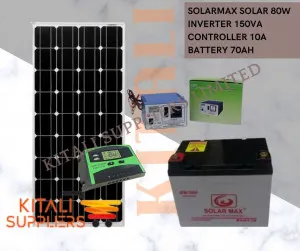 Complete Solar Power Kit – 80W Solar Panel, 150VA Inverter, 10A Controller & 70Ah Battery