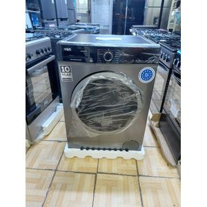 Von VALW-10FVK 10KG Front Load Washing Machine – Silver, Inverter Motor, Quick Wash, LED Display, Low Noise & Energy Efficient