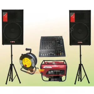 Complete Audio & Power Bundle – 2 TRILL 812 Speakers, 8-Channel Mixer, Powermate 25m Reel & KMAX Generator 4200