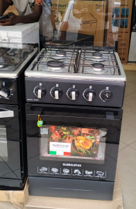 Globalstar Full Gas Standing Cooker – 4 Burners with Oven, Freestanding Kitchen Appliance, Black Finish
