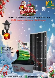 200W Solar Panel Kit with 100Ah Battery, 300W Inverter & 20A Charge Controller