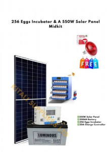 256-Egg Digital Incubator + 550W Solar Panel Mid-Kit – Automatic Poultry Hatcher with Complete Solar Power Solution