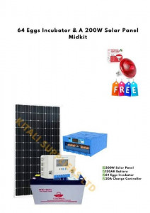 64-Egg Digital Incubator + 200W Solar Panel Mid-Kit with 150Ah Battery & 20A Charge Controller – Complete Poultry & Solar Power System