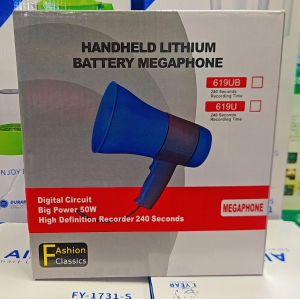 Handheld Lithium Battery Megaphone – 50W Digital Amplifier with 240-Second Recorder