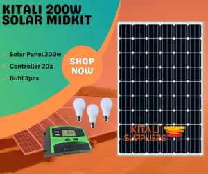 200W Solar Kit + 20A Controller + 3 Free LED Bulbs | kitalisuppliers