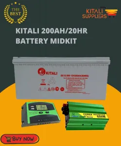 Kitali 200Ah Battery + 600W Inverter + 20A Controller Kit | kitalisuppliers