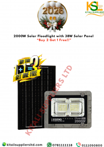 2000W Solar Floodlight with 38W Solar Panel – Super Bright Outdoor LED, IP67 Waterproof