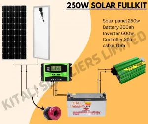 Sunnypex 250W Solar Full Kit with 200Ah Battery & Powerful Inverter | kitalisuppliers
