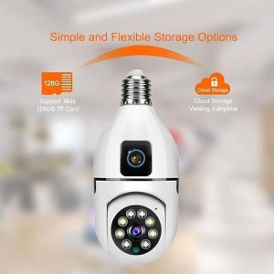 360° PTZ Dual-Lens WiFi Bulb Camera – Smart Home Security Surveillance