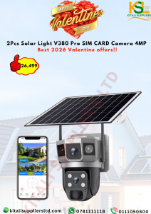 2Pcs Solar Light V380 Pro SIM Card Camera – 4MP (2560×1440)