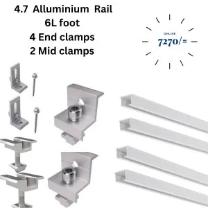 4.7m Aluminium Solar Mounting Rail with Mid Clamp, End Clamp & L-Foot – Durable PV Panel Mounting System