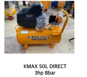 K-Max 50 L Direct Drive Air Compressor – 3 HP, 8 Bar (116 PSI)