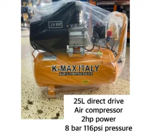25L Direct Drive Air Compressor – 2 HP, 8 Bar (116 PSI)