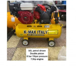 K-max Italy Air Compressor 50L Petrol Driven Double Piston