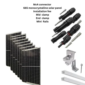 9PCS 655W Solar Panel Kit with MC4 Connectors, Mini Rails, End & Mid Clamps + Installation