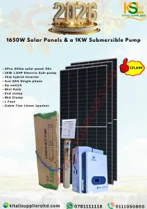 🌞💧 1650W Solar Water Pumping Kit (3×550W) + 1KW Submersible Pump – Complete Borehole Solution